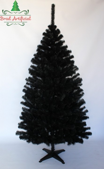 Brad artificial de Craciun - culoare speciala, NEGRU, suport cadou